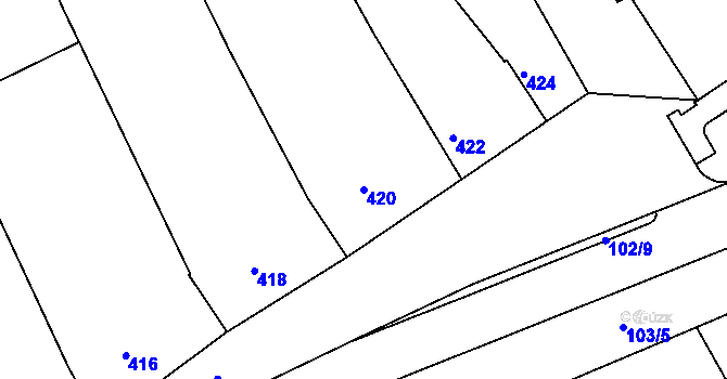 Parcela st. 420 v KÚ Malhostovice, Katastrální mapa