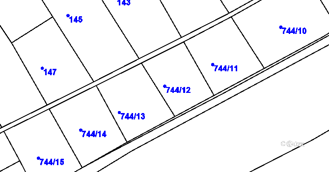 Parcela st. 744/12 v KÚ Malhostovice, Katastrální mapa