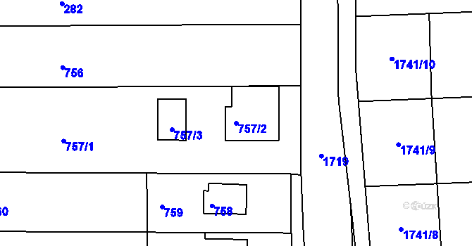 Parcela st. 757/2 v KÚ Malhostovice, Katastrální mapa