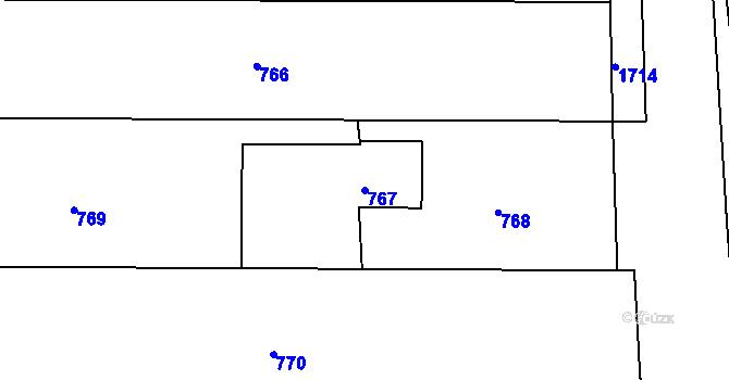 Parcela st. 767 v KÚ Malhostovice, Katastrální mapa