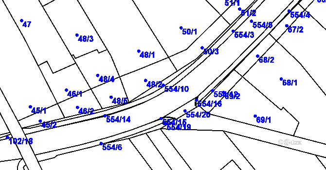 Parcela st. 554/10 v KÚ Malhostovice, Katastrální mapa