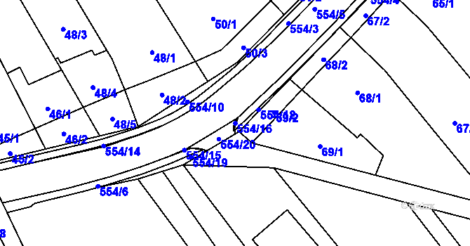 Parcela st. 554/16 v KÚ Malhostovice, Katastrální mapa