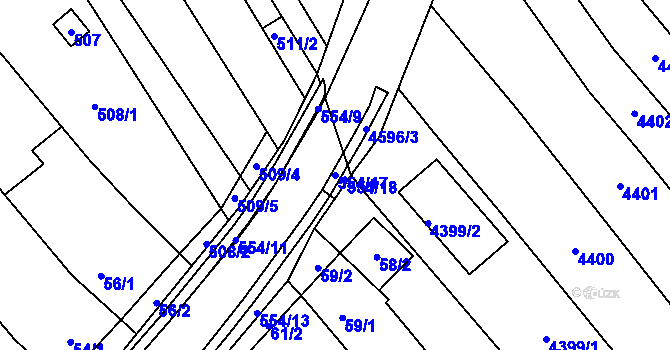 Parcela st. 554/17 v KÚ Malhostovice, Katastrální mapa