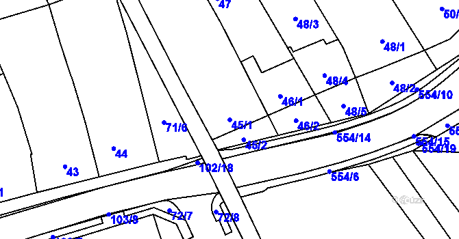 Parcela st. 45/1 v KÚ Malhostovice, Katastrální mapa
