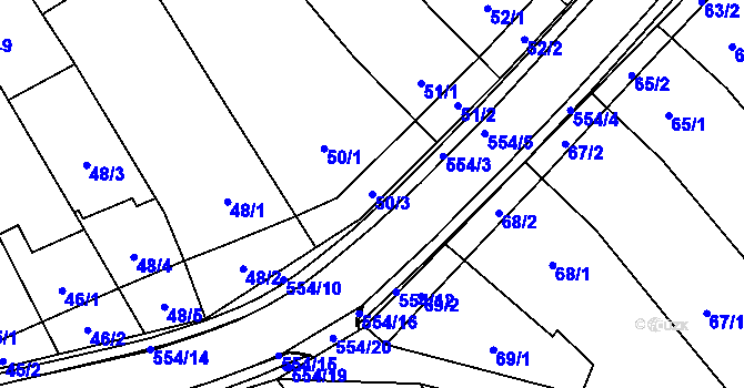 Parcela st. 50/3 v KÚ Malhostovice, Katastrální mapa