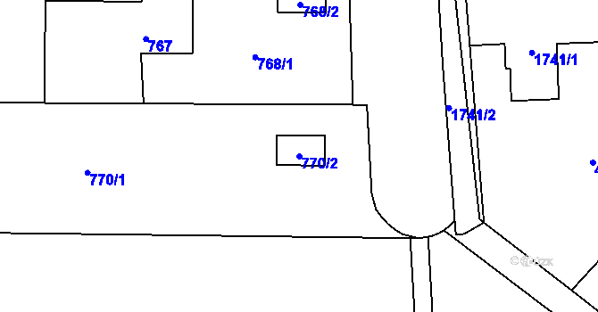 Parcela st. 770/2 v KÚ Malhostovice, Katastrální mapa