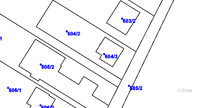 Parcela st. 604/3 v KÚ Nuzířov, Katastrální mapa