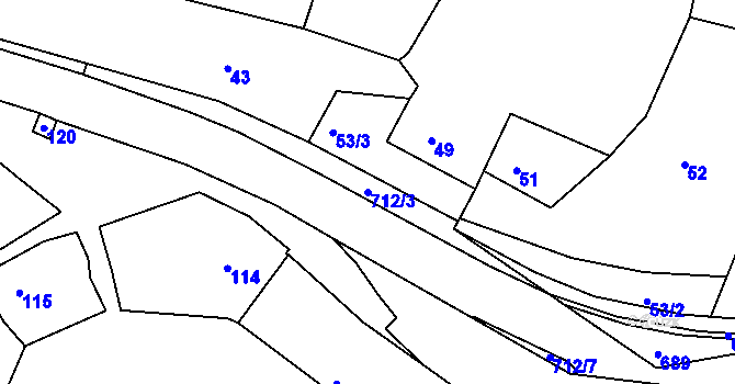 Parcela st. 712/3 v KÚ Nuzířov, Katastrální mapa