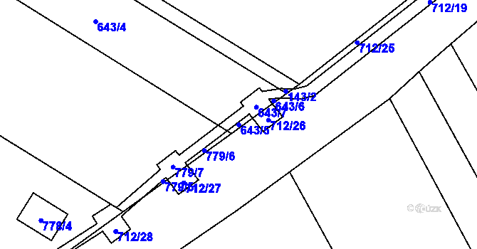 Parcela st. 643/5 v KÚ Nuzířov, Katastrální mapa