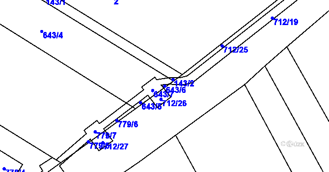 Parcela st. 643/6 v KÚ Nuzířov, Katastrální mapa