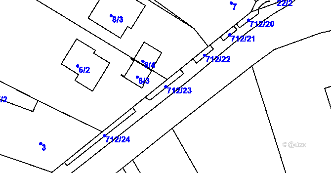 Parcela st. 712/23 v KÚ Nuzířov, Katastrální mapa