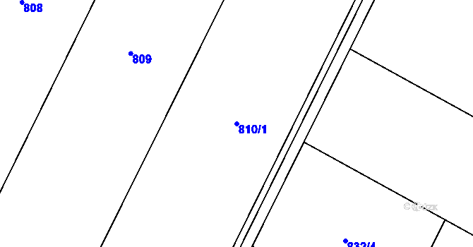 Parcela st. 810/1 v KÚ Nuzířov, Katastrální mapa