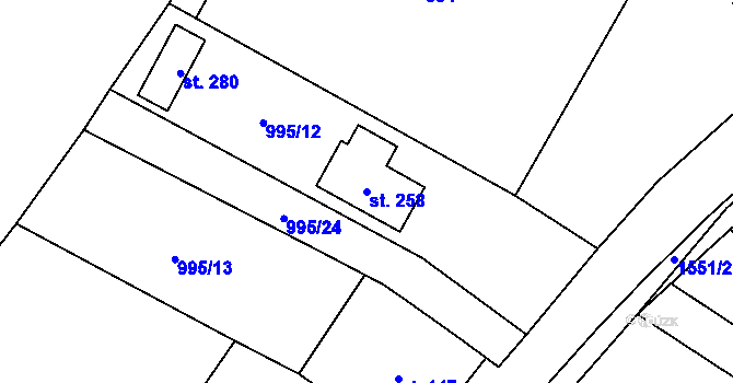 Parcela st. 258 v KÚ Malhotice, Katastrální mapa
