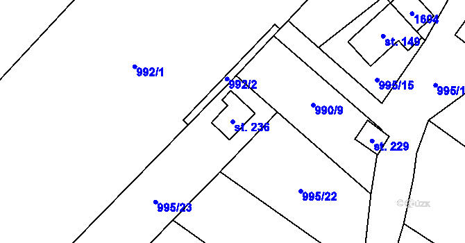 Parcela st. 236 v KÚ Malhotice, Katastrální mapa
