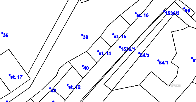 Parcela st. 14 v KÚ Malhotice, Katastrální mapa