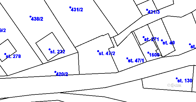 Parcela st. 47/2 v KÚ Malhotice, Katastrální mapa