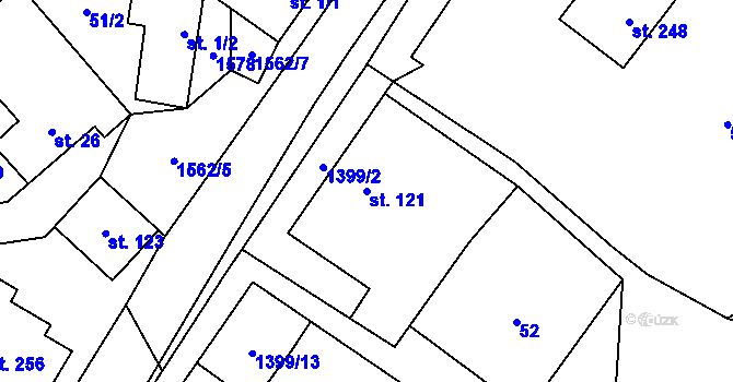Parcela st. 121 v KÚ Malhotice, Katastrální mapa