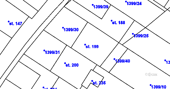 Parcela st. 199 v KÚ Malhotice, Katastrální mapa