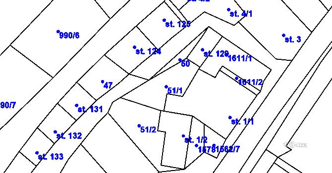Parcela st. 51/1 v KÚ Malhotice, Katastrální mapa