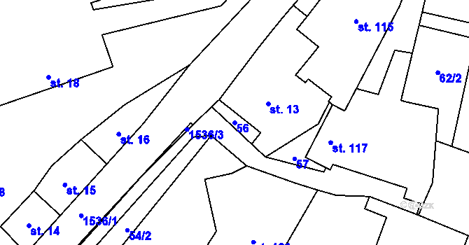 Parcela st. 56 v KÚ Malhotice, Katastrální mapa