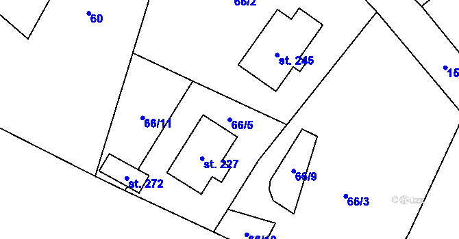 Parcela st. 66/5 v KÚ Malhotice, Katastrální mapa