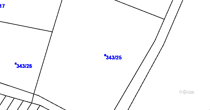 Parcela st. 343/25 v KÚ Malhotice, Katastrální mapa