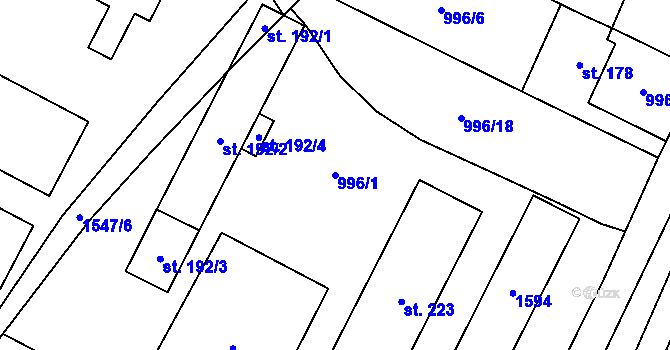 Parcela st. 996/1 v KÚ Malhotice, Katastrální mapa