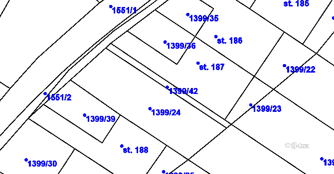 Parcela st. 1399/42 v KÚ Malhotice, Katastrální mapa