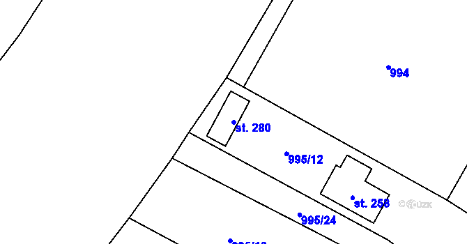Parcela st. 280 v KÚ Malhotice, Katastrální mapa