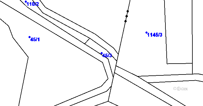 Parcela st. 45/3 v KÚ Malíkov, Katastrální mapa