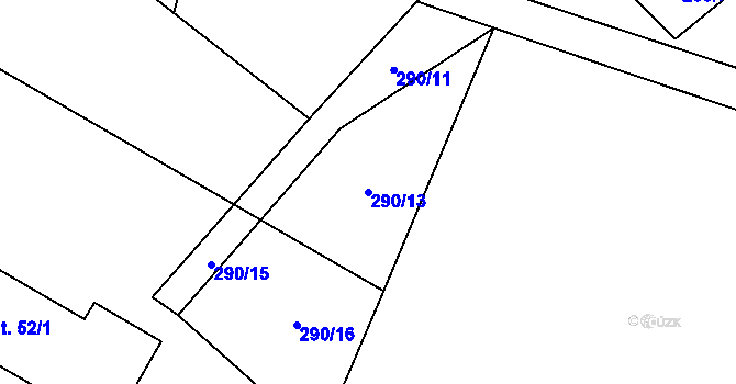 Parcela st. 290/13 v KÚ Malíkov, Katastrální mapa