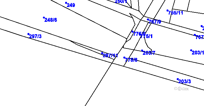Parcela st. 297/11 v KÚ Malíkov, Katastrální mapa