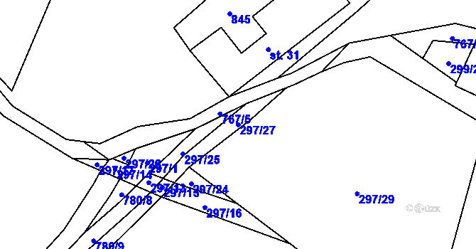 Parcela st. 297/27 v KÚ Malíkov, Katastrální mapa