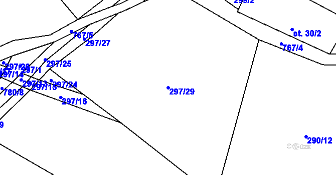 Parcela st. 297/29 v KÚ Malíkov, Katastrální mapa
