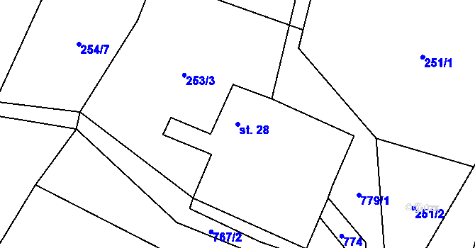 Parcela st. 28 v KÚ Malíkov, Katastrální mapa
