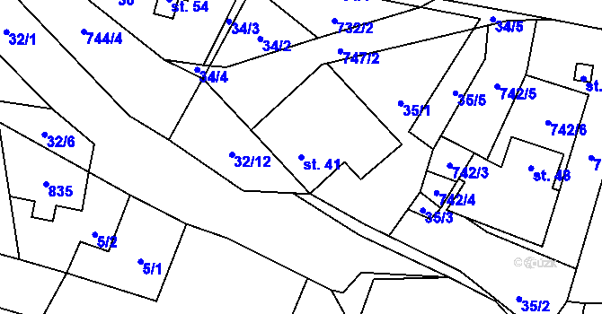 Parcela st. 41 v KÚ Malíkov, Katastrální mapa