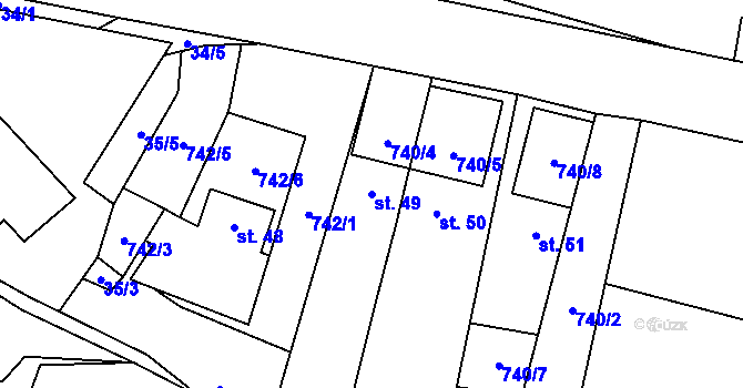 Parcela st. 49 v KÚ Malíkov, Katastrální mapa