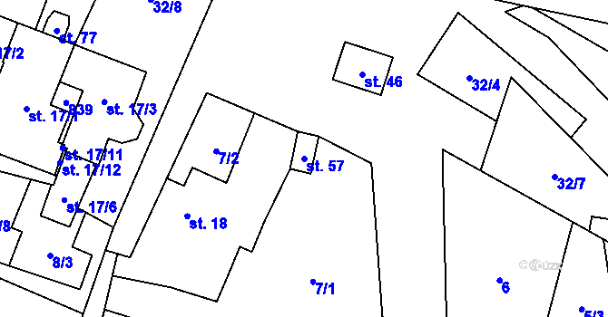 Parcela st. 57 v KÚ Malíkov, Katastrální mapa