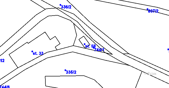 Parcela st. 58 v KÚ Malíkov, Katastrální mapa