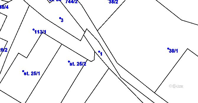 Parcela st. 1 v KÚ Malíkov, Katastrální mapa
