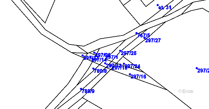 Parcela st. 297/1 v KÚ Malíkov, Katastrální mapa