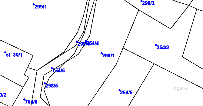 Parcela st. 298/1 v KÚ Malíkov, Katastrální mapa
