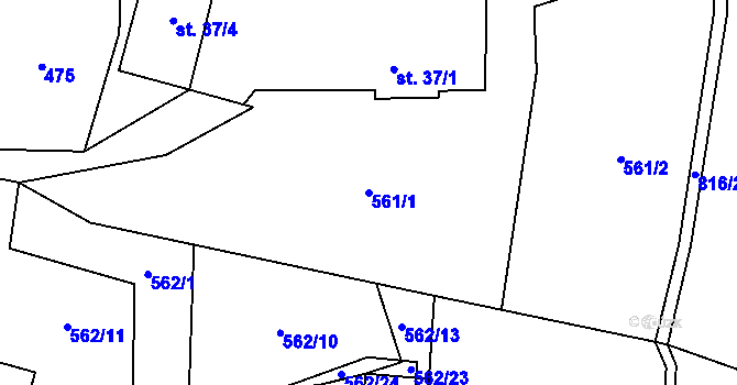 Parcela st. 561/1 v KÚ Malíkov, Katastrální mapa