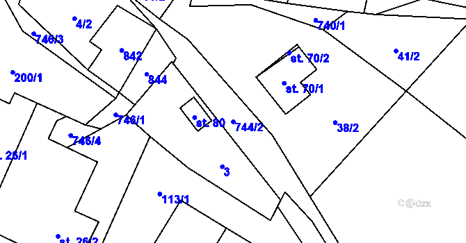 Parcela st. 744/2 v KÚ Malíkov, Katastrální mapa