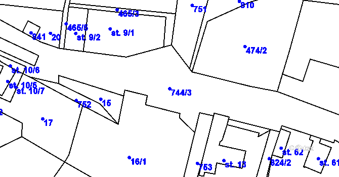 Parcela st. 744/3 v KÚ Malíkov, Katastrální mapa