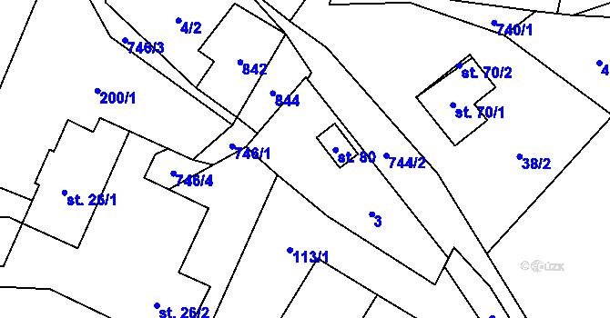 Parcela st. 746/2 v KÚ Malíkov, Katastrální mapa