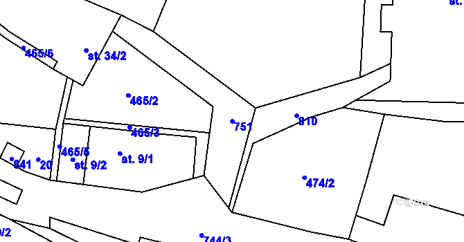 Parcela st. 751 v KÚ Malíkov, Katastrální mapa