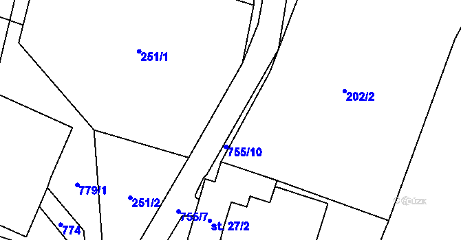 Parcela st. 755 v KÚ Malíkov, Katastrální mapa