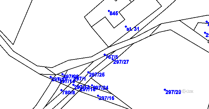 Parcela st. 767/5 v KÚ Malíkov, Katastrální mapa