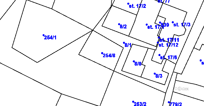 Parcela st. 254/8 v KÚ Malíkov, Katastrální mapa